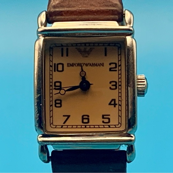 EMPORIO ARMANI AR-0205 Vintage Women’s Tank Style Watch Solid St Steel Working - Picture 1 of 16